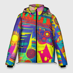 Куртка зимняя мужская Яркая графическая абстракция, цвет: 3D-красный