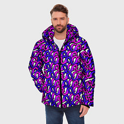 Куртка зимняя мужская Фиолетовый узор и чёрная обводка, цвет: 3D-светло-серый — фото 2
