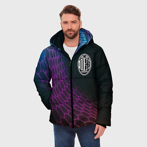 Мужская зимняя куртка AC Milan футбольная сетка / 3D-Черный – фото 3