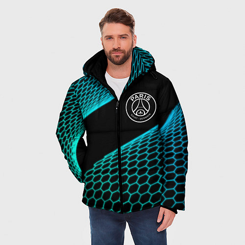 Мужская зимняя куртка PSG football net / 3D-Черный – фото 3