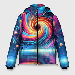 Мужская зимняя куртка Неоновая космическая абстракция - нейросеть