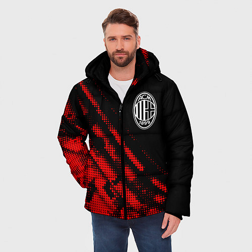 Мужская зимняя куртка AC Milan sport grunge / 3D-Красный – фото 3