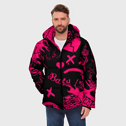 Куртка зимняя мужская Lil peep pink steel rap, цвет: 3D-черный — фото 2