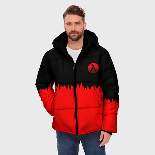 Мужская зимняя куртка Half life logo pattern steel / 3D-Черный – фото 3