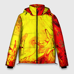 Куртка зимняя мужская Красные и желтые разводы, цвет: 3D-красный