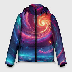 Мужская зимняя куртка Яркая неоновая галактика - нейросеть