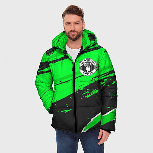 Мужская зимняя куртка Manchester United sport green / 3D-Черный – фото 3