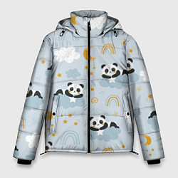 Куртка зимняя мужская Панда на облаках, цвет: 3D-черный