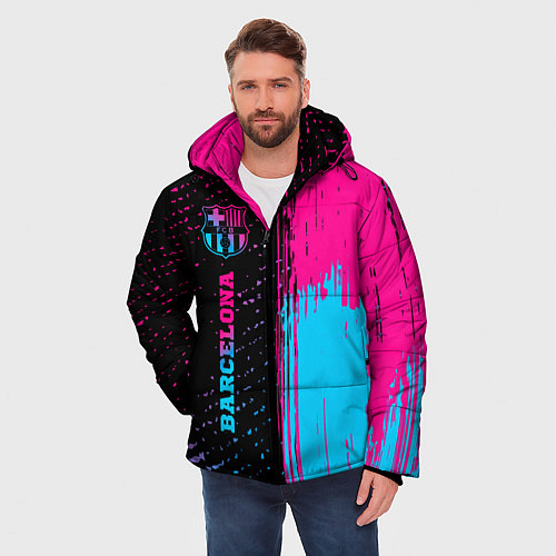 Мужская зимняя куртка Barcelona - neon gradient по-вертикали / 3D-Черный – фото 3