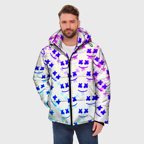 Мужская зимняя куртка Marshmello pattern neon / 3D-Черный – фото 3