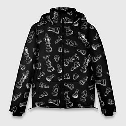 Мужская зимняя куртка Много шахматных фигур на черном паттерне