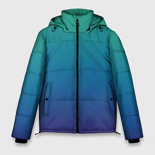 Мужская зимняя куртка Градиент зелёно-фиолетовый / 3D-Светло-серый – фото 1