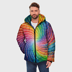 Куртка зимняя мужская Радужные узоры яркие, цвет: 3D-светло-серый — фото 2
