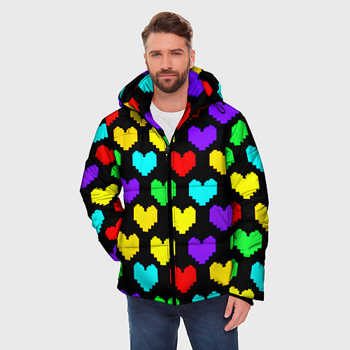 Мужская зимняя куртка Undertale heart pattern / 3D-Красный – фото 3