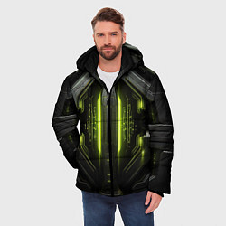 Куртка зимняя мужская Яркая зеленая неоновая киберброня, цвет: 3D-красный — фото 2