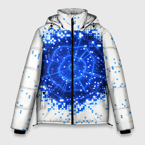 Мужская зимняя куртка Поврежденный цифровой скин - дыра / 3D-Светло-серый – фото 1