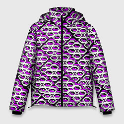 Мужская зимняя куртка Фиолетово-белый узор на чёрном фоне