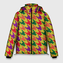 Куртка зимняя мужская Цветные гусиные лапки принт, цвет: 3D-черный