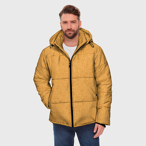Мужская зимняя куртка Текстура однотонная тёмно-жёлтый золотой / 3D-Черный – фото 3