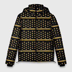 Куртка зимняя мужская Жёлтые круги и полосы, цвет: 3D-светло-серый