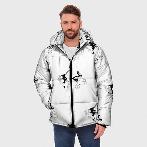 Мужская зимняя куртка Вырываются из футболки / 3D-Светло-серый – фото 3