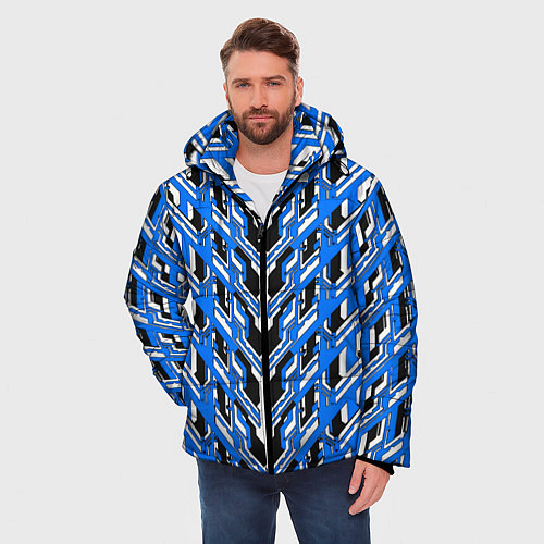 Мужская зимняя куртка Синяя техно броня / 3D-Черный – фото 3