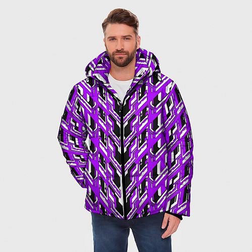 Мужская зимняя куртка Фиолетовая техно броня / 3D-Черный – фото 3