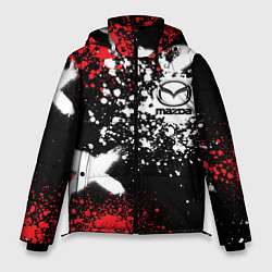 Куртка зимняя мужская Мазда на фоне граффити и брызг красок, цвет: 3D-черный