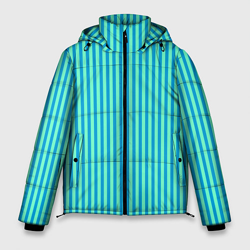 Мужская зимняя куртка Зелёно-голубой полосатый / 3D-Светло-серый – фото 1