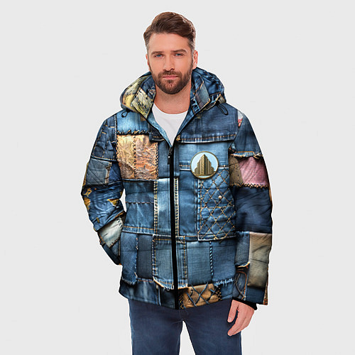 Мужская зимняя куртка Значок архитектора на джинсах / 3D-Черный – фото 3