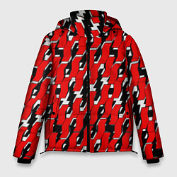 Куртка зимняя мужская Техно узор красный, цвет: 3D-черный