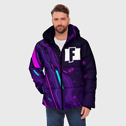 Куртка зимняя мужская Fortnite neon gaming, цвет: 3D-черный — фото 2