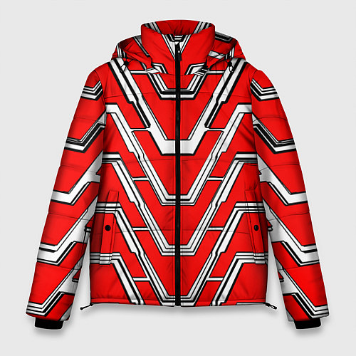Мужская зимняя куртка Техно броня красно-белая / 3D-Красный – фото 1
