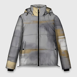 Куртка зимняя мужская Серо золотая абстракция, цвет: 3D-светло-серый