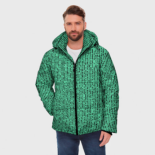 Мужская зимняя куртка Мозаика нефритовый зелёный / 3D-Черный – фото 3