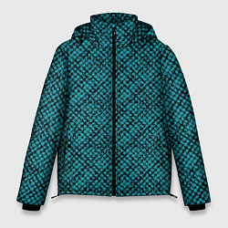 Куртка зимняя мужская Бирюзовый клетчатый паттерн, цвет: 3D-черный