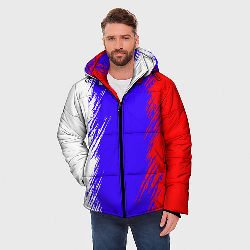 Мужская зимняя куртка Штрихи триколор / 3D-Черный – фото 3