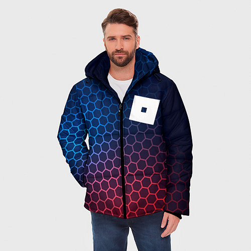 Мужская зимняя куртка Roblox неоновые соты / 3D-Черный – фото 3