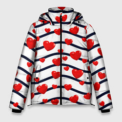 Куртка зимняя мужская Сердца на линиях, цвет: 3D-светло-серый