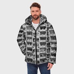 Куртка зимняя мужская Панелька в черно-белых тонах, цвет: 3D-черный — фото 2