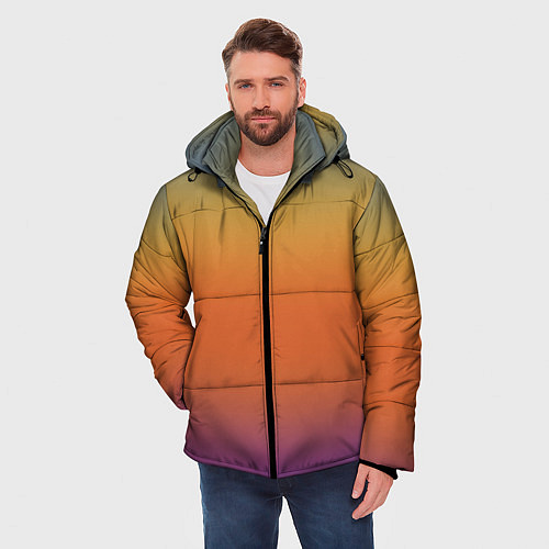 Мужская зимняя куртка Градиент цвета заката / 3D-Черный – фото 3