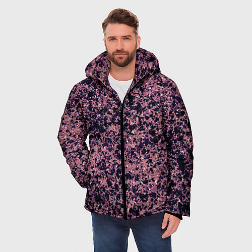 Мужская зимняя куртка Абстрактный брызги сине-розовый / 3D-Черный – фото 3