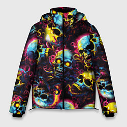 Мужская зимняя куртка Разноцветные черепушки с щупальцами