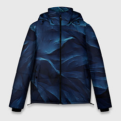 Куртка зимняя мужская Синие глубокие абстрактные волны, цвет: 3D-черный