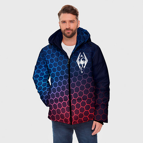 Мужская зимняя куртка Skyrim неоновые соты / 3D-Черный – фото 3