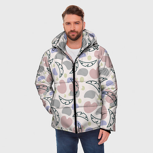 Мужская зимняя куртка Пятна и листья / 3D-Черный – фото 3