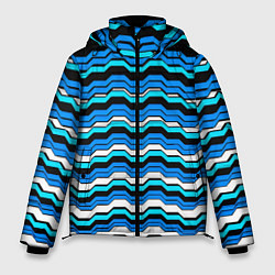 Куртка зимняя мужская Синие техно волны, цвет: 3D-черный