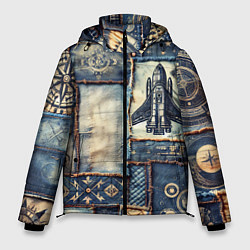 Мужская зимняя куртка Космический корабль - пэчворк
