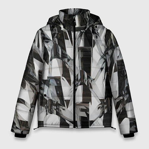 Мужская зимняя куртка Черно белые кристалы / 3D-Красный – фото 1