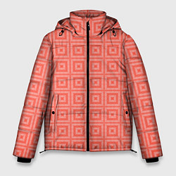 Мужская зимняя куртка Кораллового цвета геометрический клетчатый узор